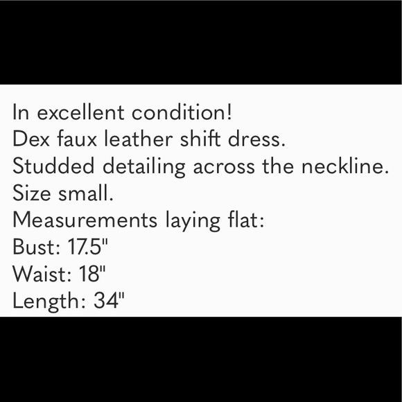 DEX Black Leather Studded Shift Mini Moto Dress - Picture 8 of 8